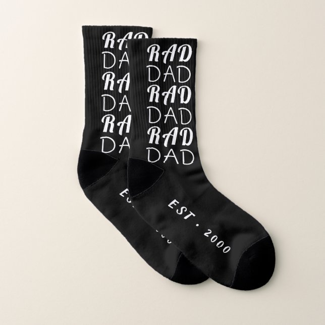 Premium Black RAD DAD father's Day Funky Cool Socks (Pair)