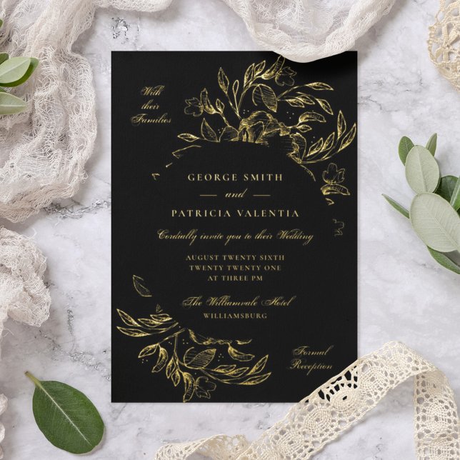 Premium Black Real Gold Floral Hand Drawn Wedding (Creator Uploaded)