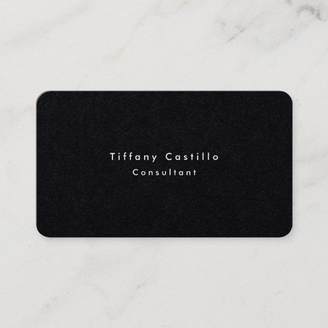 Premium Black Simple Plain Elegant Modern Business Card (Front)