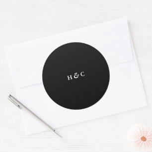 Premium Black Simple Plain Modern Wedding Classic Round Sticker