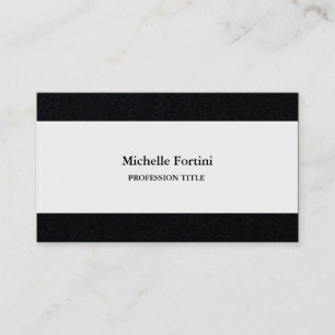Premium Black White Elegant Plain Minimalist  Business Card