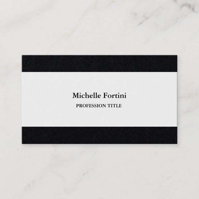Premium Black White Elegant Plain Minimalist  Business Card (Front)