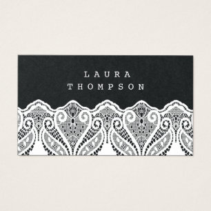 Premium Black White Lace Ladies Business Cards