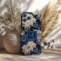 Premium Blue and White Flowers Luxury Phone Case