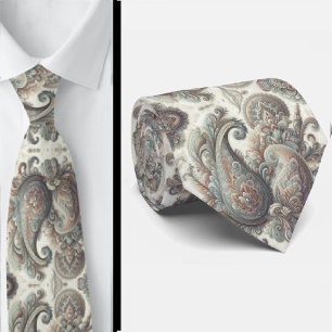 Premium Blue Gold and White Paisley Neck Tie