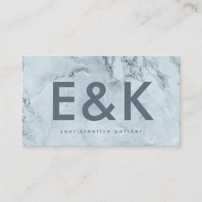 Premium Blue IceBerg Ultra Modern Bold Monogram  Business Card (Front)