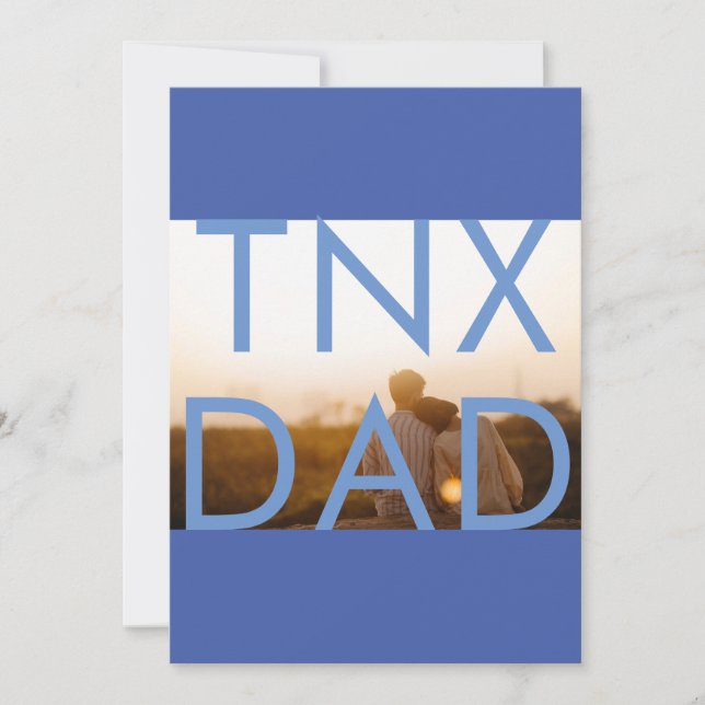 Premium Blue Minimalism Father's Day Multi Photo Thank You Card (Front)