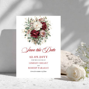 Premium Blush Burgundy Floral Save The Date