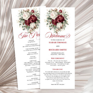 Premium Blush Burgundy Floral Wedding Program Programme