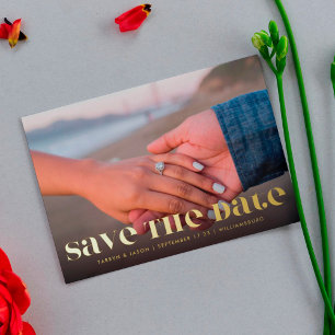 Premium Bold Modern GOLD TEXT Photo Save The Date