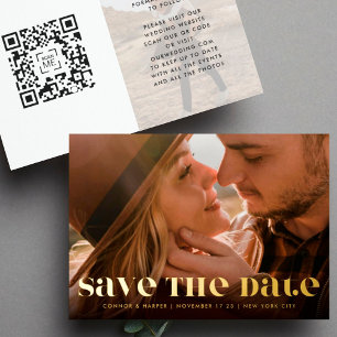 Premium Bold Modern QR CODE Photo Save The Date