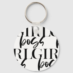 Premium Boss Girl   Modern Ultra Black Text Key Ring