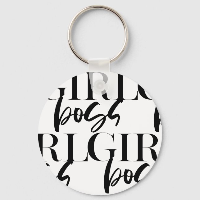 Premium Boss Girl | Modern Ultra Black Text Key Ring (Front)