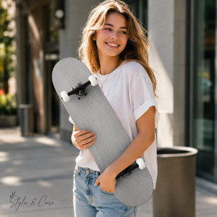 Premium Brushed Silver Metal Texture Skateboard