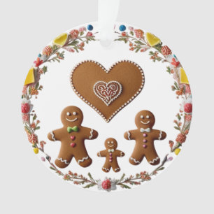 Premium Candy Wreath Gingerbread Family Love Ornament