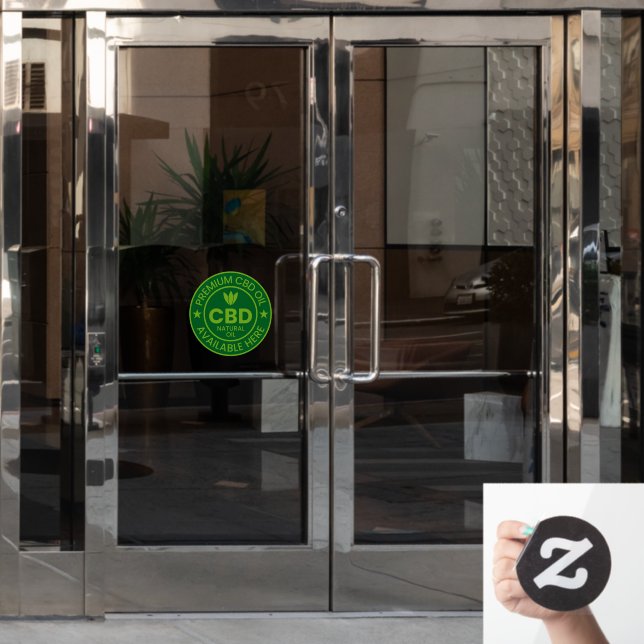Premium CBD Oil Available Here Advert Window Cling (Office Door)