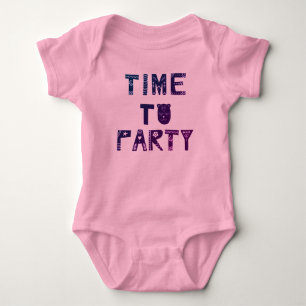 Premium Celebration Time To Party Birthday Pink Baby Bodysuit