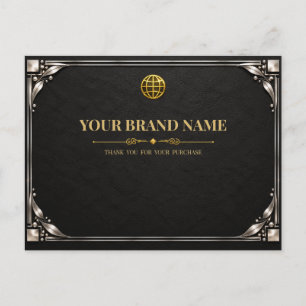 Premium Charcoal Black Silver Packing Slip Postcard