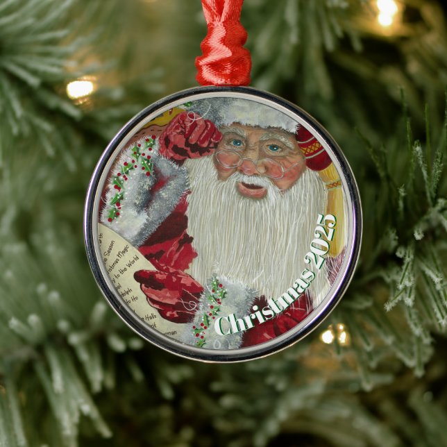 Premium Classic Santa Ornament - Checking It Twice (Tree)