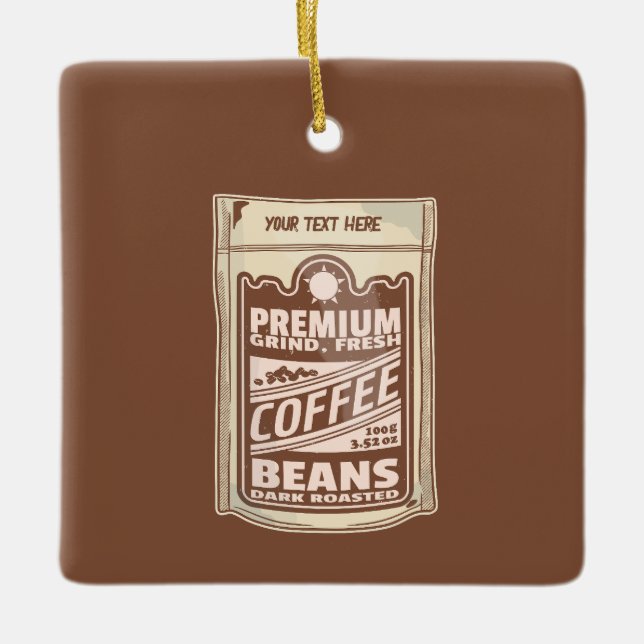 Premium coffee beans food poster cafe Barista Ceramic Ornament (Front)