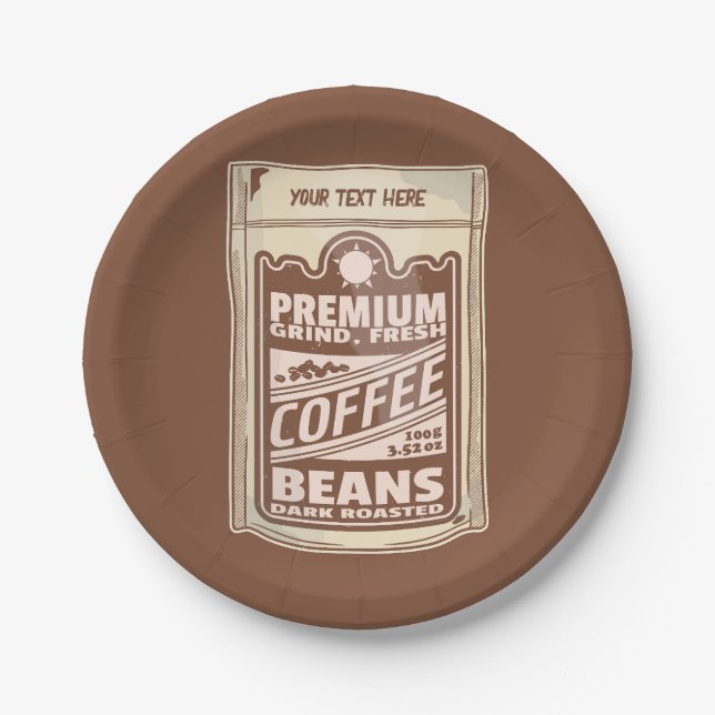 Premium coffee beans food poster cafe Barista Paper Plate (Front)