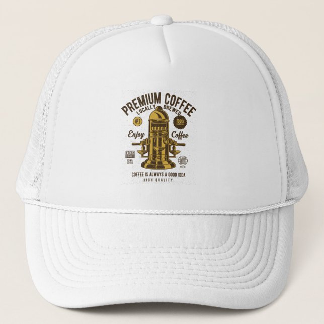 Premium Coffee Vintage Barista  Trucker Hat (Front)