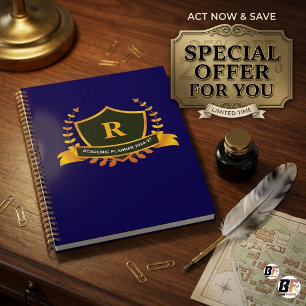 Premium Collegiate Shield Custom Initial Student Planner