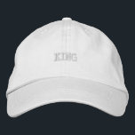 Premium Cotton-Hat with Striking Embroidered King  Hat<br><div class="desc">This cap features the iconic "King" text embroidered on a sleek white cotton background. The adjustable strap ensures a perfect fit,  making it a versatile addition to any wardrobe.</div>