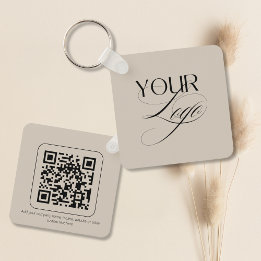 Premium Custom Text Pastel Vanilla QR Code Logo Key Ring