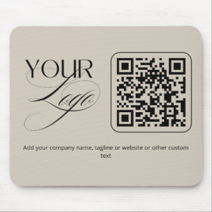 Premium Custom Text Pastel Vanilla QR Code Logo  Mouse Mat