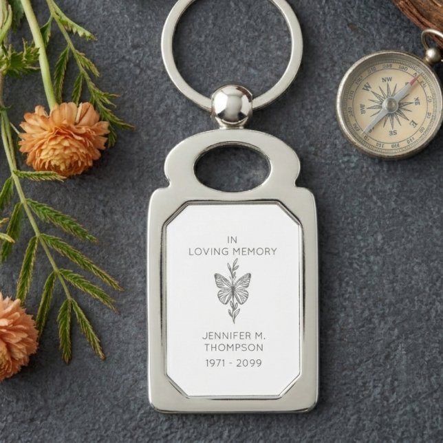 Premium Customisable In Loving Memory Butterfly Key Ring (Premium Customizable In Loving Memory Butterfly Keychain
)