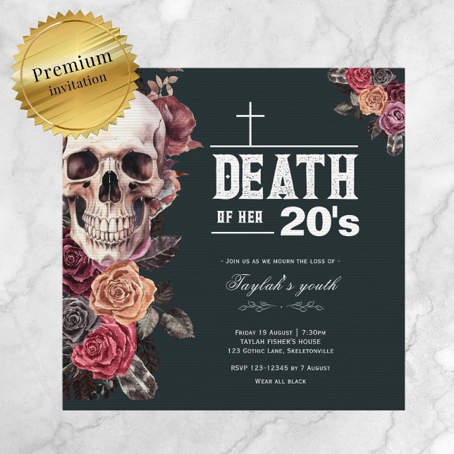 Premium "Death of her 20s" birthday invitation (Creator Uploaded)