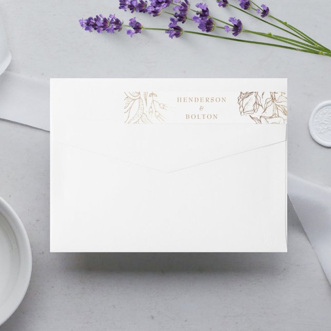 Premium Elegant Gold Monogram Wreath Wedding Wrap Around Label (Creator Uploaded)