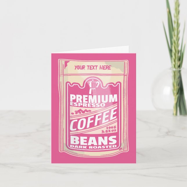 Premium espresso coffee beans pink food pop art card (Front)
