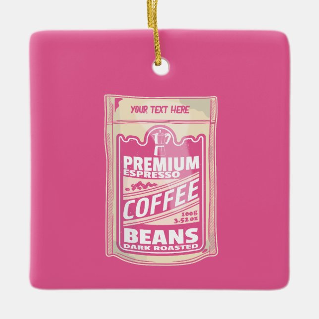 Premium espresso coffee beans pink food pop art ceramic ornament (Front)