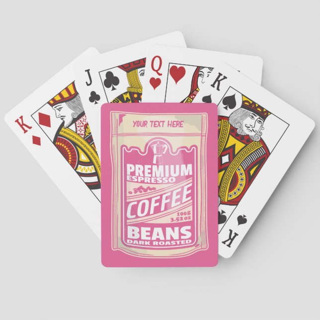 Premium espresso coffee beans pink food pop art playing cards (Back)