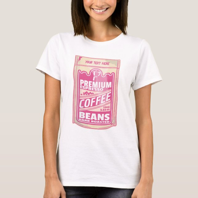 Premium espresso coffee beans pink food pop art T-Shirt (Front)