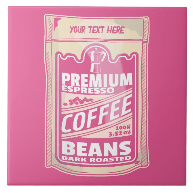 Premium espresso coffee beans pink food pop art tile (Front)