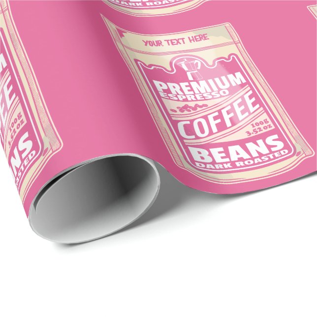 Premium espresso coffee beans pink food pop art wrapping paper (Roll Corner)