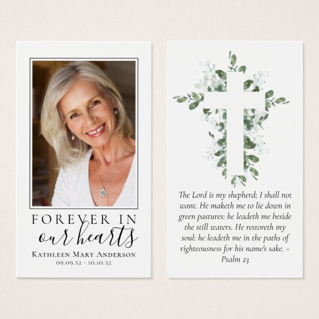 Premium Eucalyptus Photo Memorial Prayer Card (Front & Back)