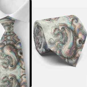 Premium Faux Holographic Opal Paisley Neck Tie
