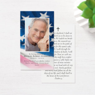 Premium Flag Photo Memorial Prayer Card