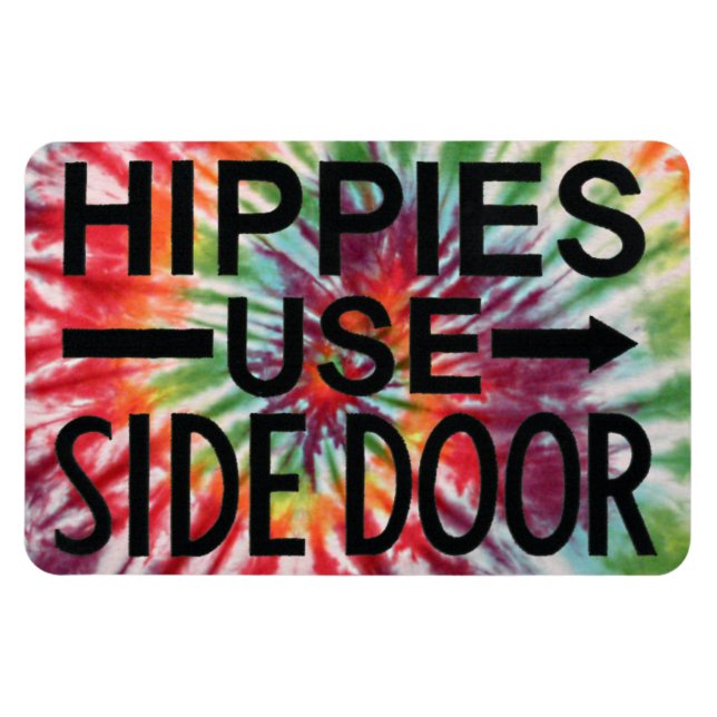 Premium Flexi Fridge Magnet  Hippies Use Side Door (Horizontal)