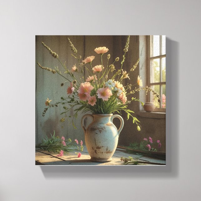 Premium Flower Pot Design Vintage Wall Art (Front)