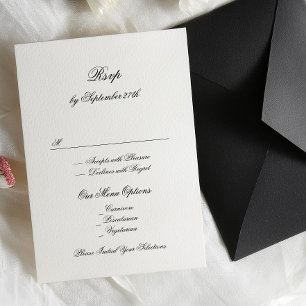 Premium Formal Black & White Classic Wedding RSVP Card