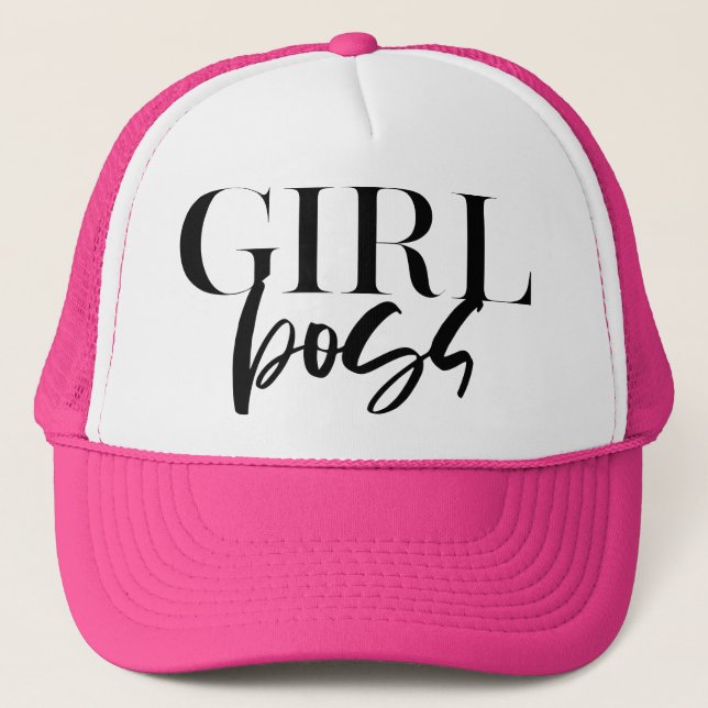 Premium Girl Boss | Black Text Modern Ultra Trucker Hat (Front)