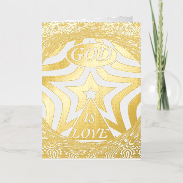 Premium God Is Love Star Elegant Gold  Foil Holiday Card (Front)