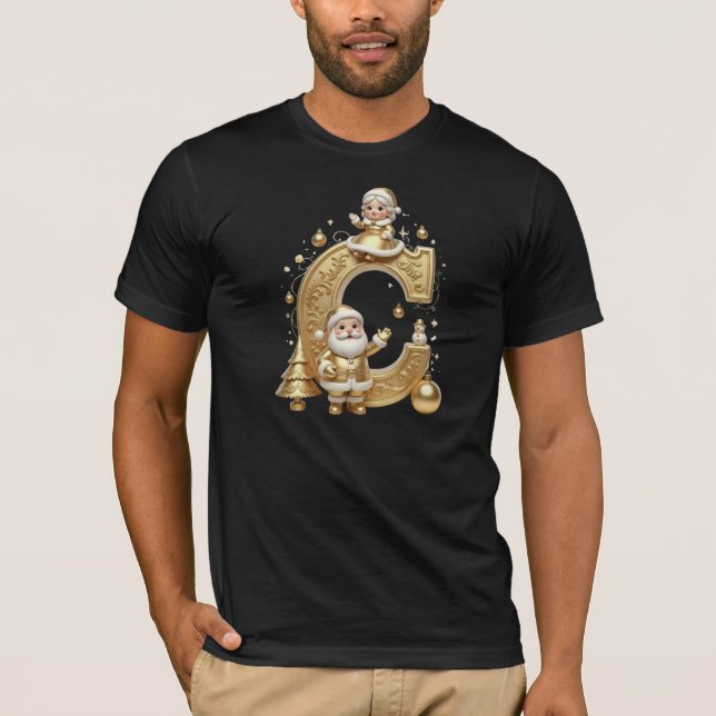 Premium Gold C Santa Men's Holiday Tee (Front)