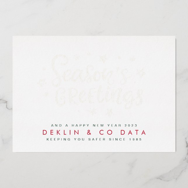 Premium Gold Modern Seasons Greetings Business Foil Holiday Card (Front)