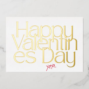 PREMIUM GOLD MODERN XOXO HEART VALENTINES DAY FOIL HOLIDAY CARD